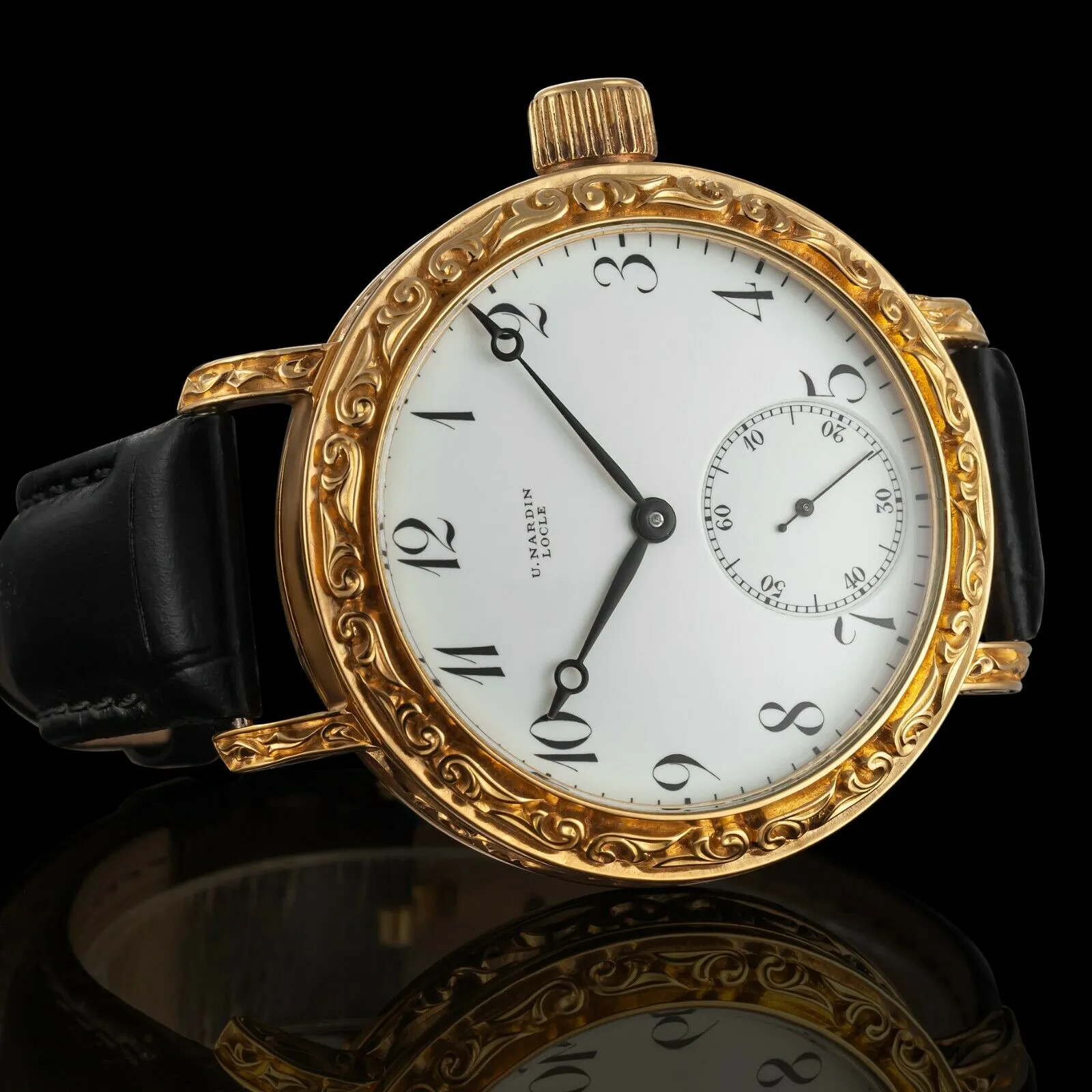 CLASSIC Men's Wristwatch fits Vintage ULYSSE NARDIN Movement & Original Enamel Dial
