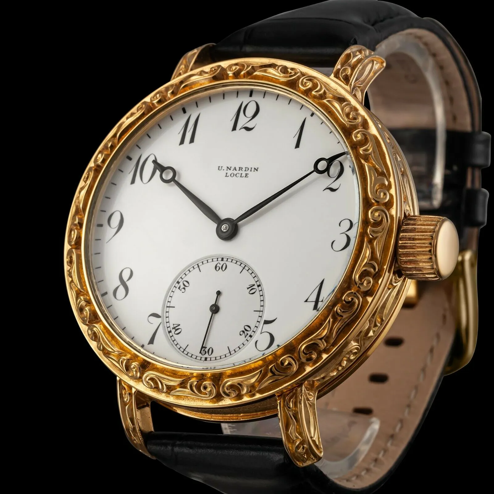 CLASSIC Men's Wristwatch fits Vintage ULYSSE NARDIN Movement & Original Enamel Dial