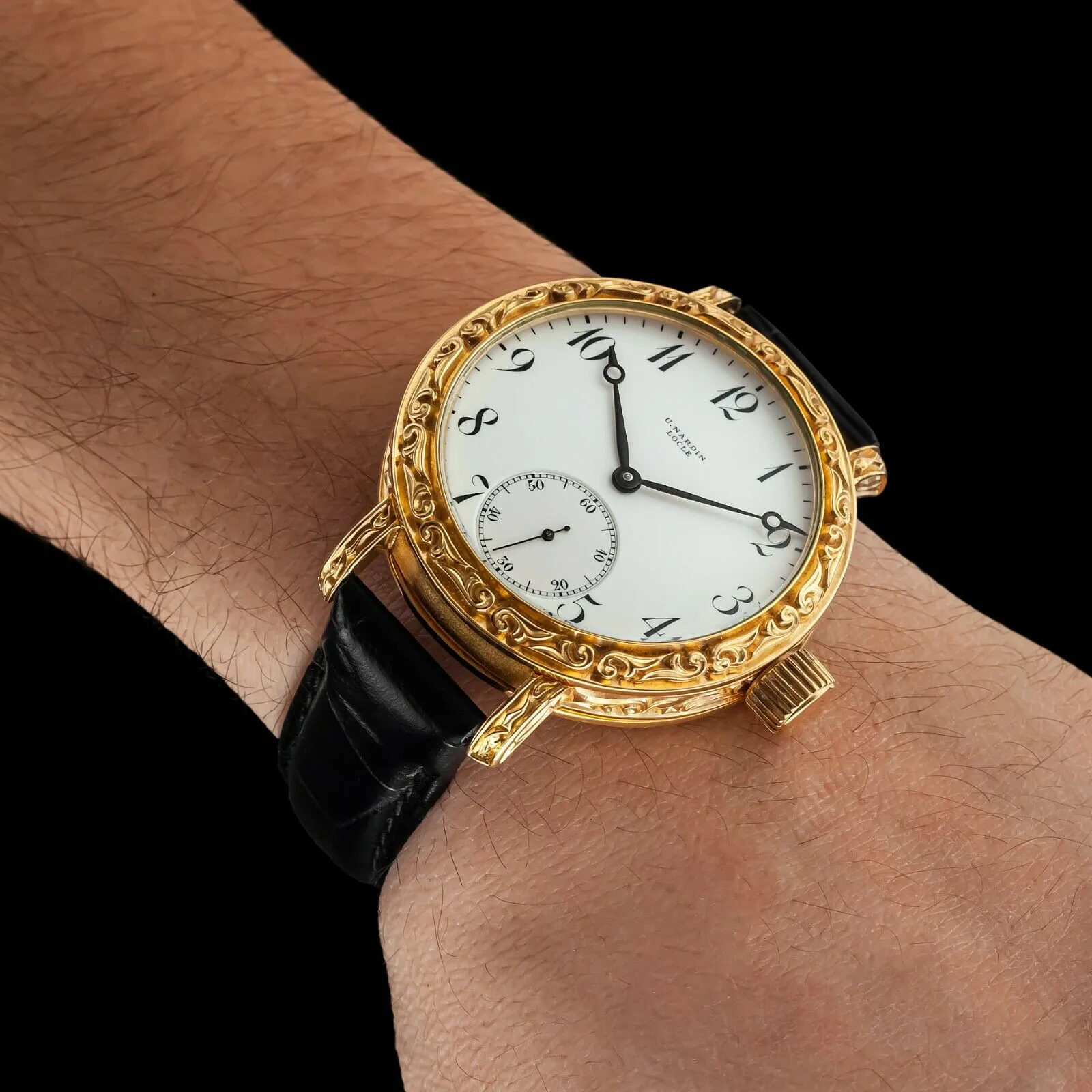 CLASSIC Men's Wristwatch fits Vintage ULYSSE NARDIN Movement & Original Enamel Dial