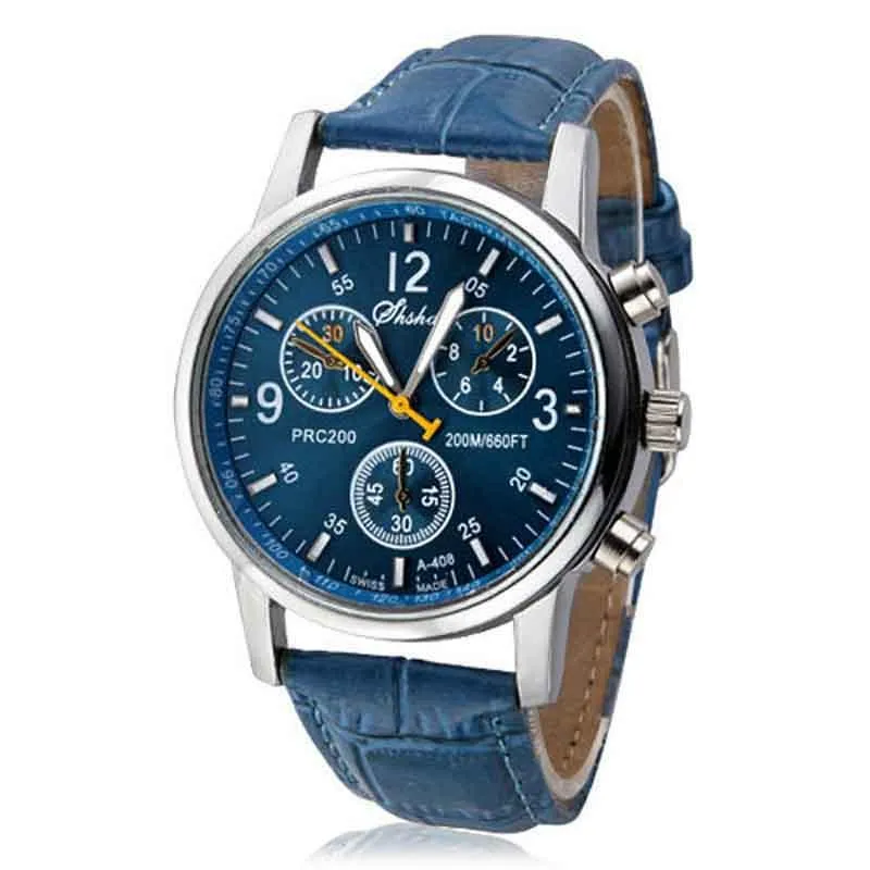 Crocodile Faux Leather Mens Analog Wrist Watch