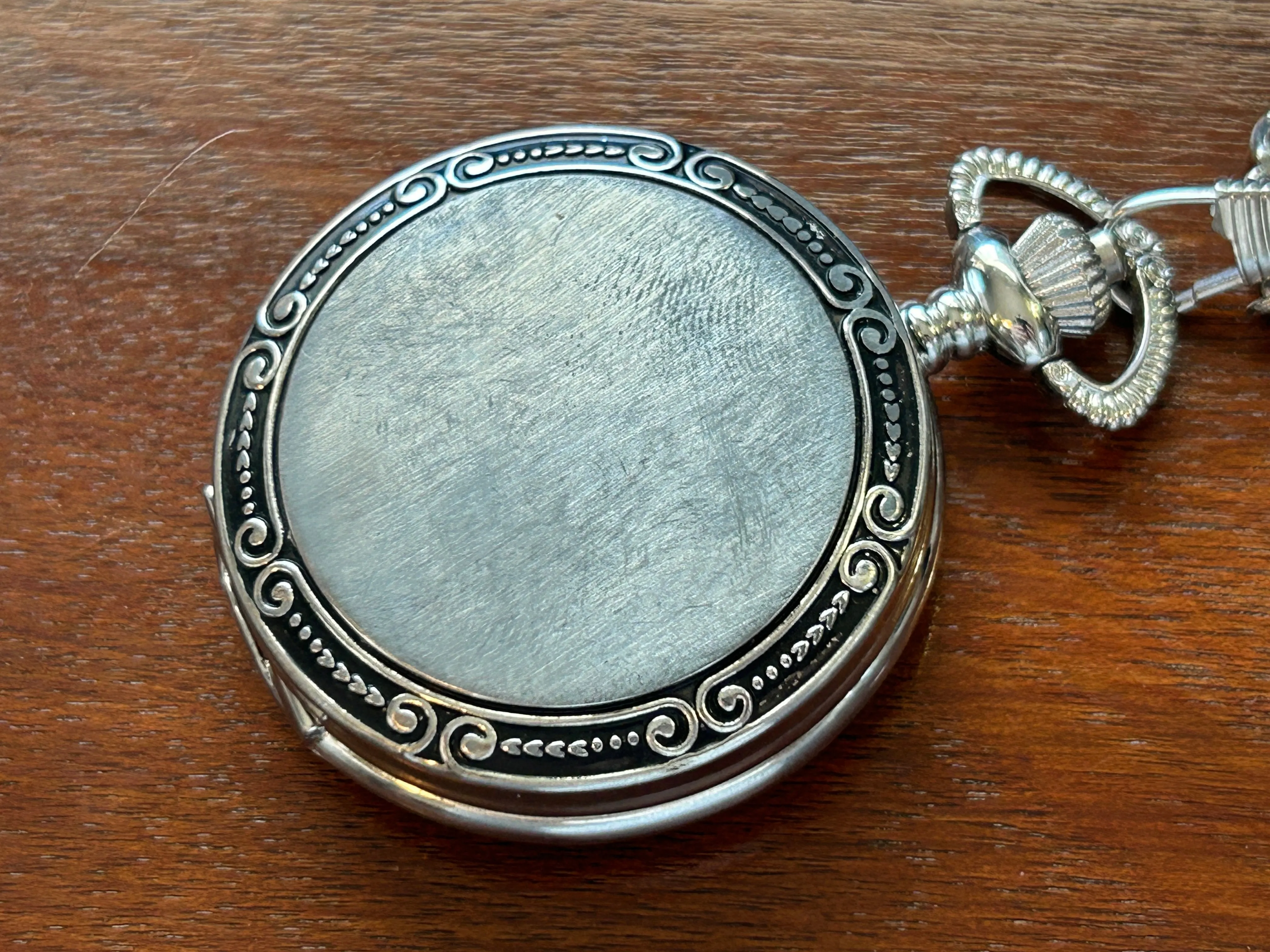 Danbury Mint Silver Tone Skeleton Pocket Watch Manual Wind