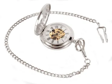 David Aster Silver Patterned Half Hunter Mechanical Pocket Watch