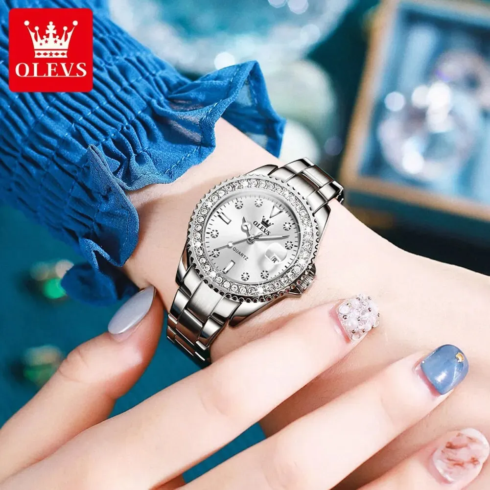 Diamond Dial Quartz Watch for Women: Fashionable and Elegant Stainless Steel Waterproof Ladies' Wristwatch