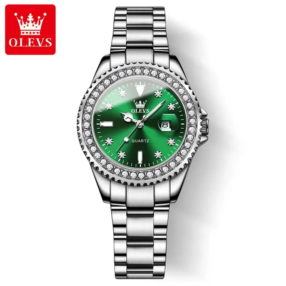 Diamond Dial Quartz Watch for Women: Fashionable and Elegant Stainless Steel Waterproof Ladies' Wristwatch