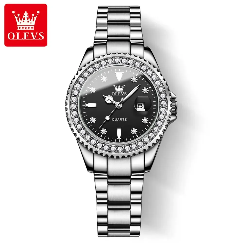 Diamond Dial Quartz Watch for Women: Fashionable and Elegant Stainless Steel Waterproof Ladies' Wristwatch