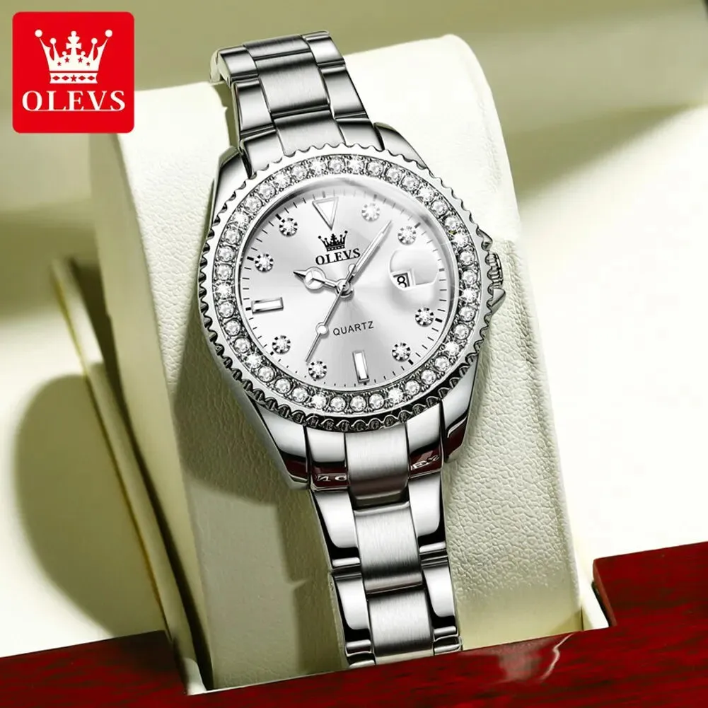 Diamond Dial Quartz Watch for Women: Fashionable and Elegant Stainless Steel Waterproof Ladies' Wristwatch