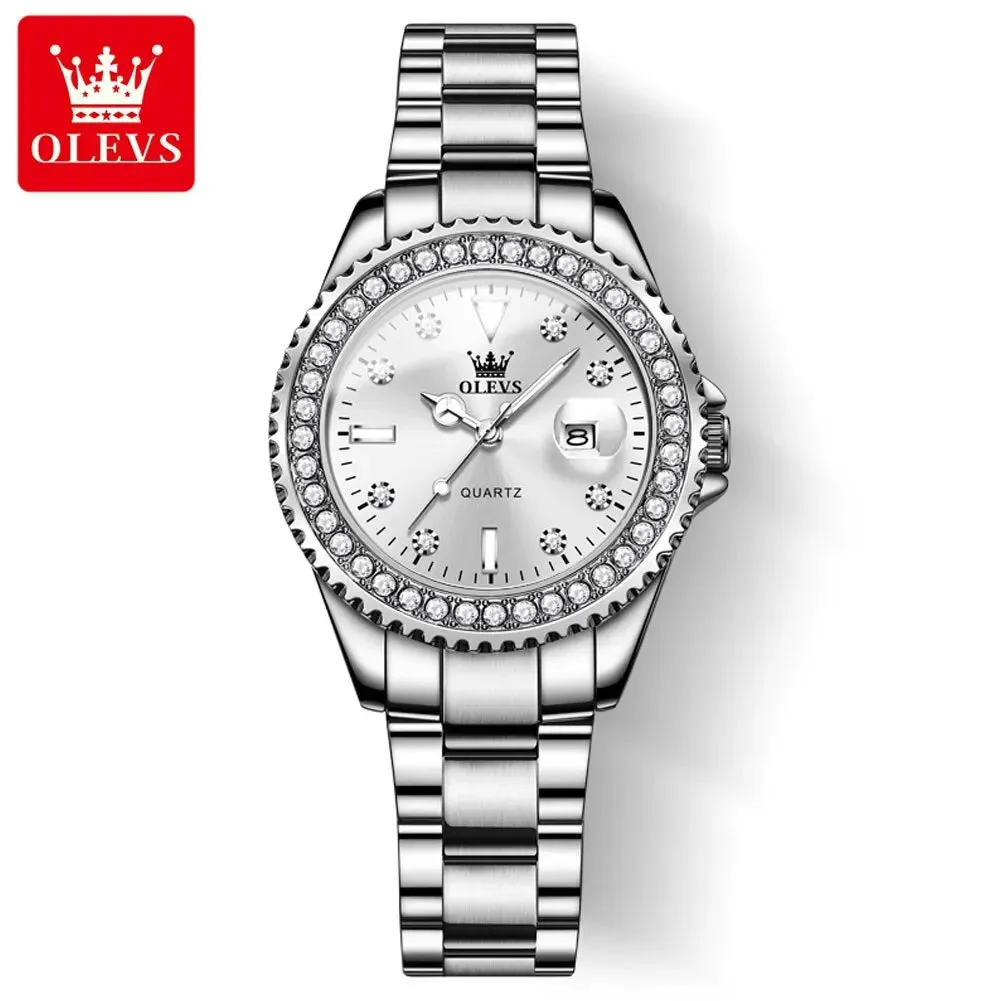 Diamond Dial Quartz Watch for Women: Fashionable and Elegant Stainless Steel Waterproof Ladies' Wristwatch