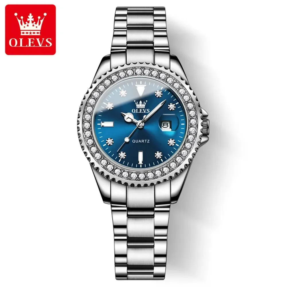 Diamond Dial Quartz Watch for Women: Fashionable and Elegant Stainless Steel Waterproof Ladies' Wristwatch
