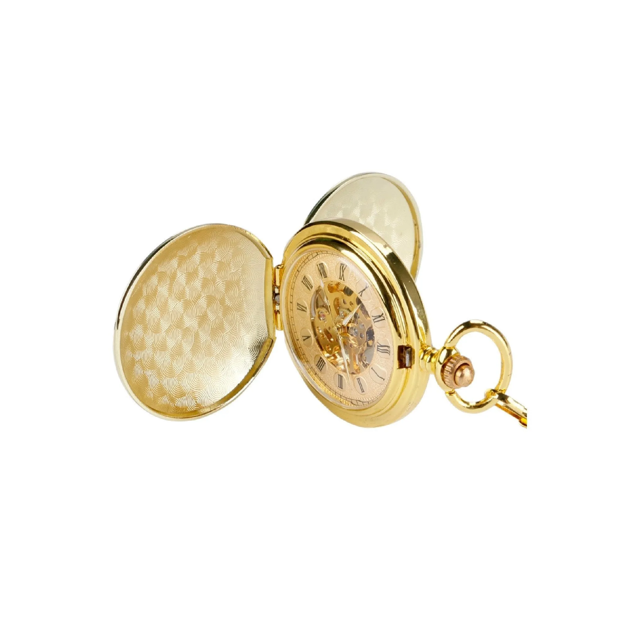 Double Opening Gold Mechanical Hand Wind Pocket Watch