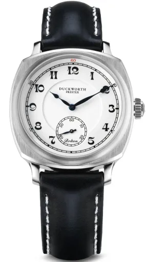 Duckworth Prestex Bolton Small Seconds White Black Leather
