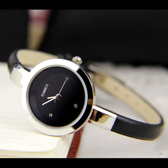 Enmex women creative slim strap wristwatch