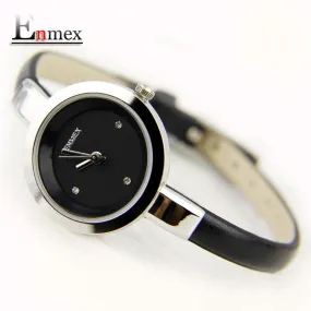 Enmex women creative slim strap wristwatch