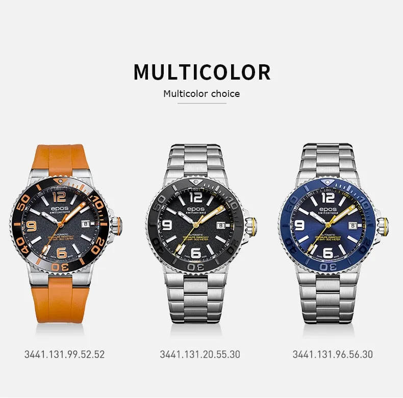 EPOS Men Watch Luxury Business Quartz Watches Stainless Stain Strap Sport Chronograph Men&#39;s Wristwatch Waterproof Luminous