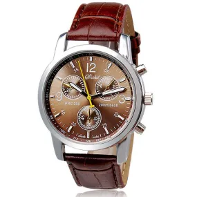 Fashion Brwon Faux Leather Analog Quartz Watch