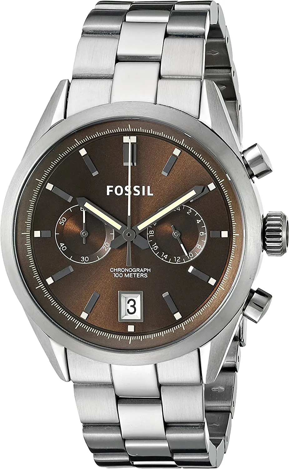 Fossil Del Rey Smoke Stainless Steel Brown Dial Men's Watch CH2992