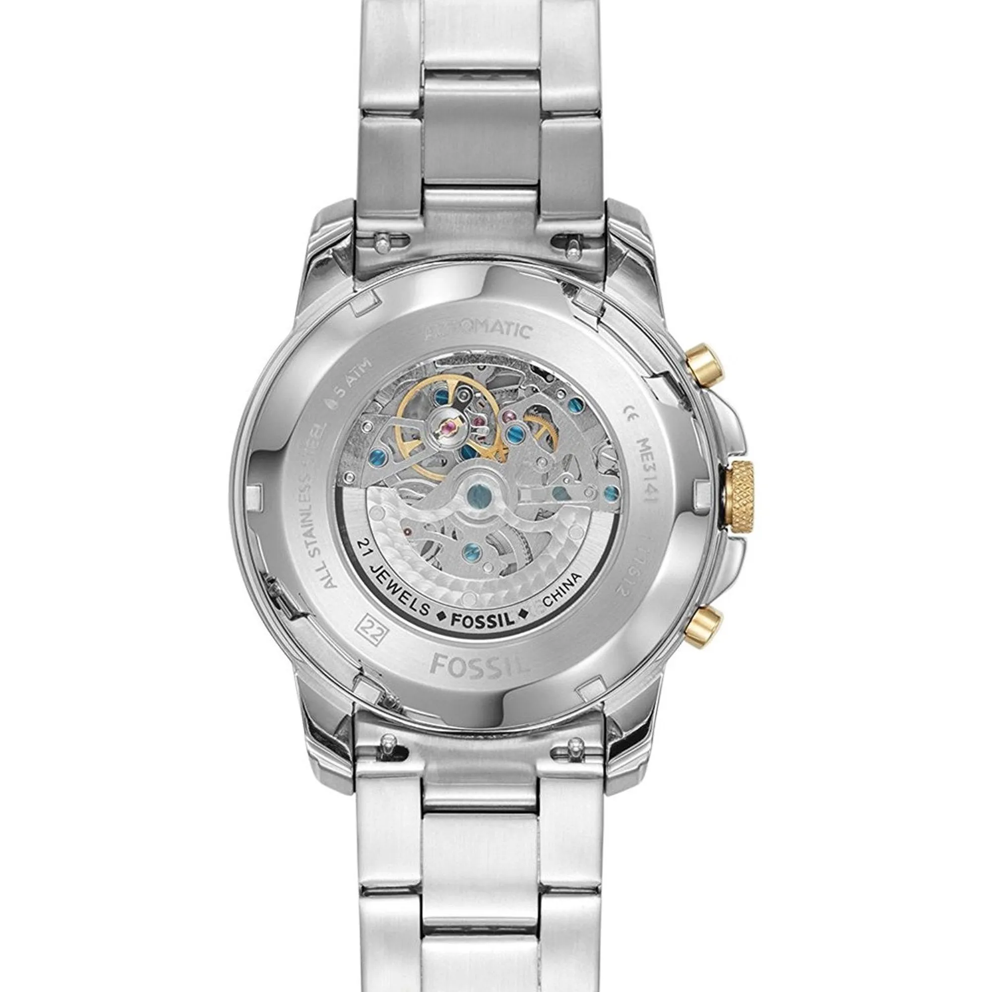 Fossil Grant Silver Stainless-Steel Automatic Men's Watch ME3141