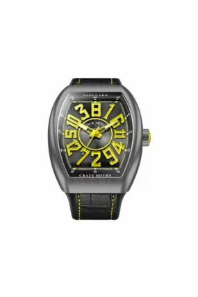 franck muller vanguard crazy hours 44mm grey brushed titanium men's watch