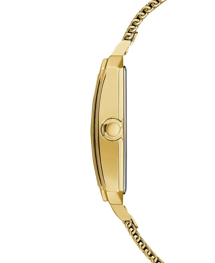 Guess U1074G3 Diamond-Accent Gold-Tone Stainless Steel Mesh Bracelet 40x35.5mm Women Watches Lexor Miami