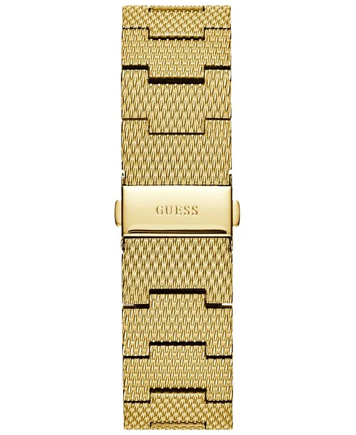 Guess U1074G3 Diamond-Accent Gold-Tone Stainless Steel Mesh Bracelet 40x35.5mm Women Watches Lexor Miami