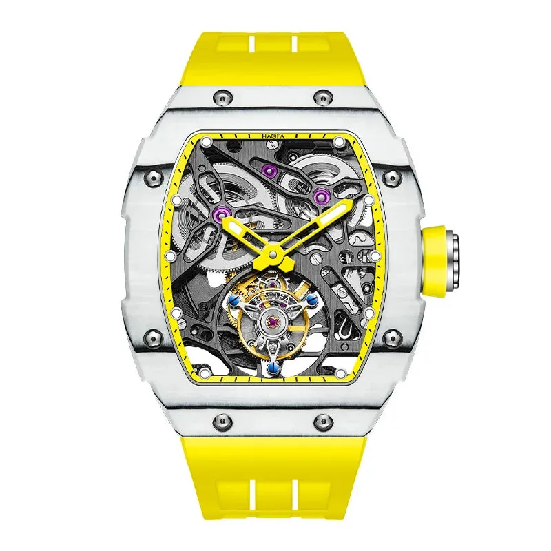 Haofa Tourbillon Mechanical Watch for Men Sapphire Skeleton Luxury Manual Mechanical Movement Men Watch Waterproof Business 1901