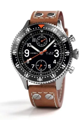Hemel HF5 Brabant Matte Black Superluminova C3 Dial With Tan Strap Men's Watch