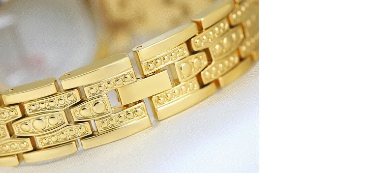 Hip Hop Luxury Women's Small Diamond Decor Silver Bracelet Wristwatch