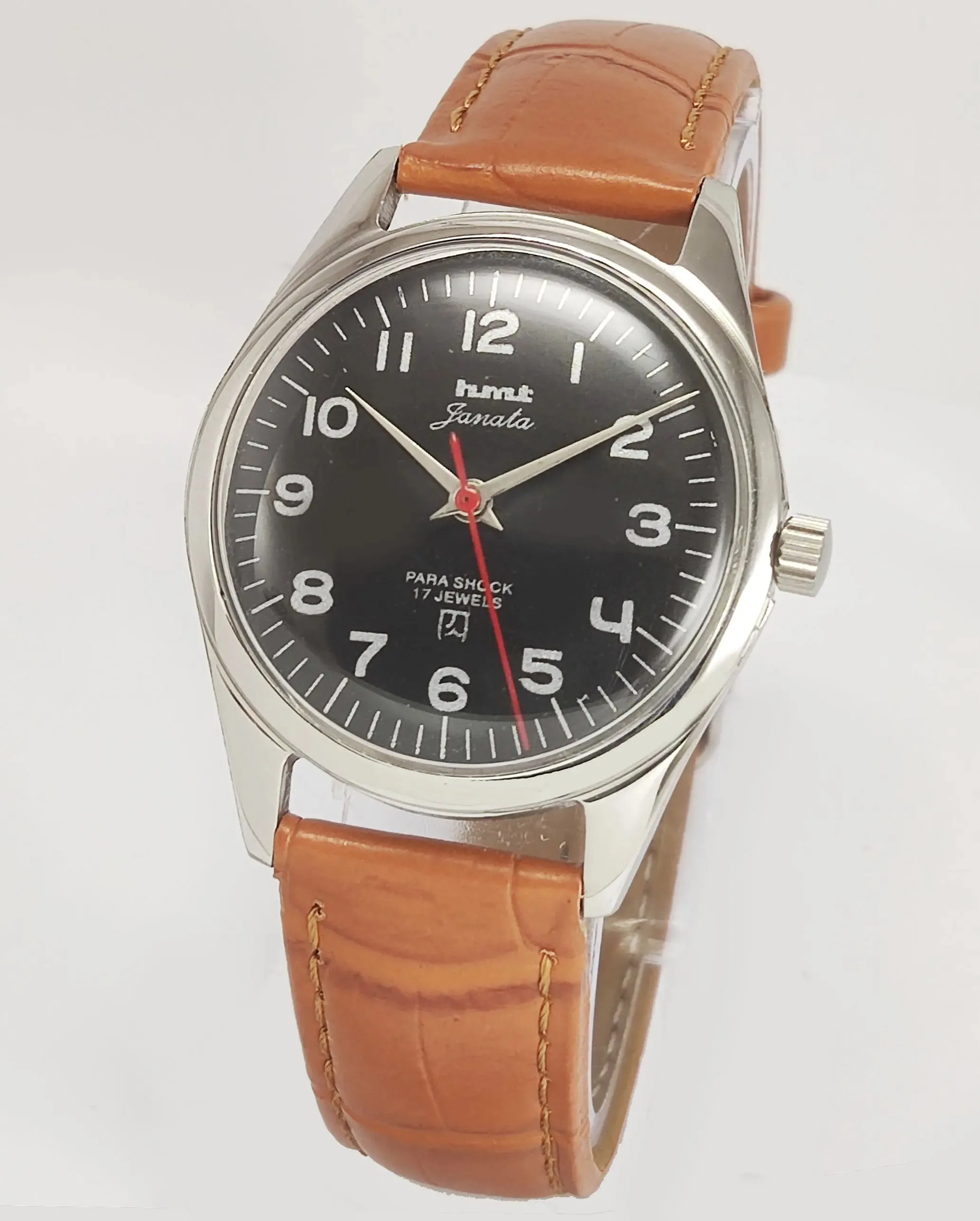 HMT Janata Para Shock Black Dial Mechanical Hand winding Men's Wrist Watch