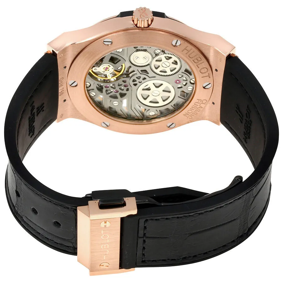 Hublot Classic Fusion Ultra Tin Automatic Skeleton Dial Black Leather Men Watch 545.OX.0180.LR
