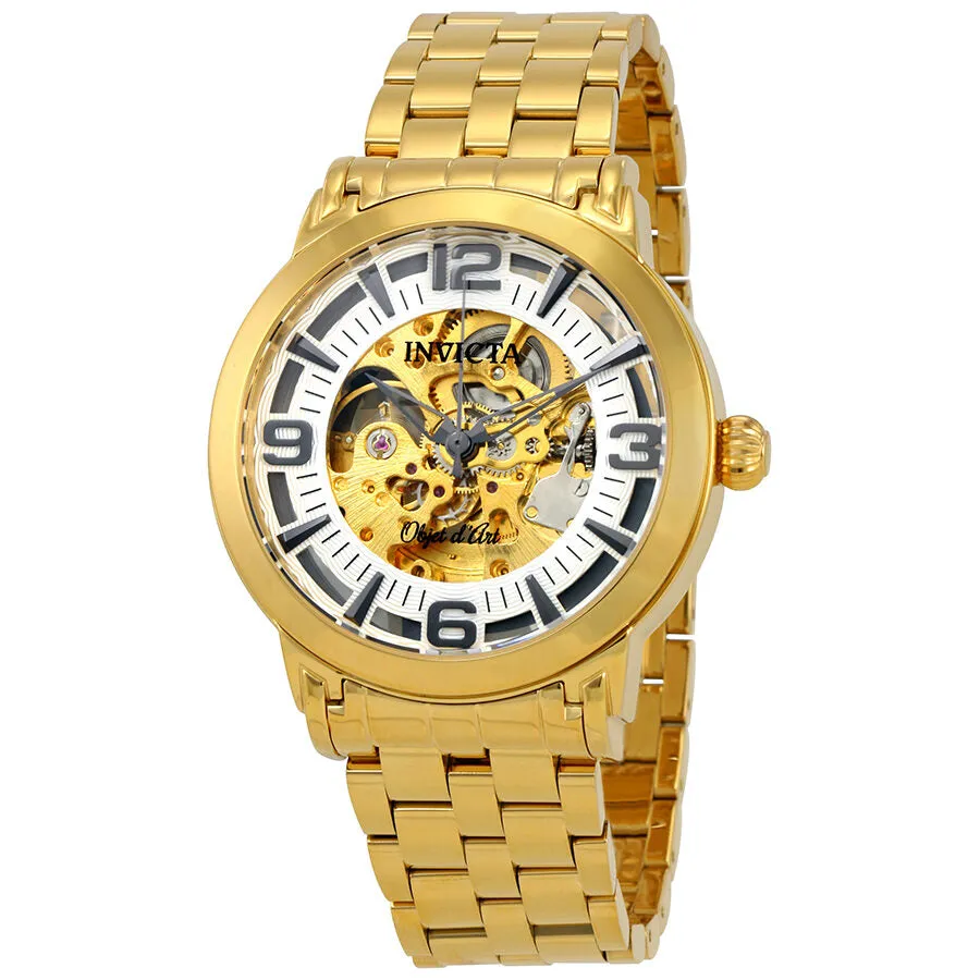 Invicta Objet D Art Automatic Silver Skeleton Dial Men's Watch 22599