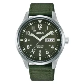 Lorus Men's Automatic Watch with Day/Date, Green Nylon Strap, Green Dial RL413BX9