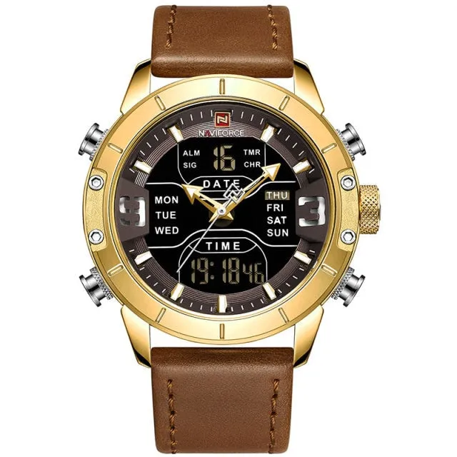 Luxury Leather Waterproof Quartz Wristwatches Military Sport Men’s Watches