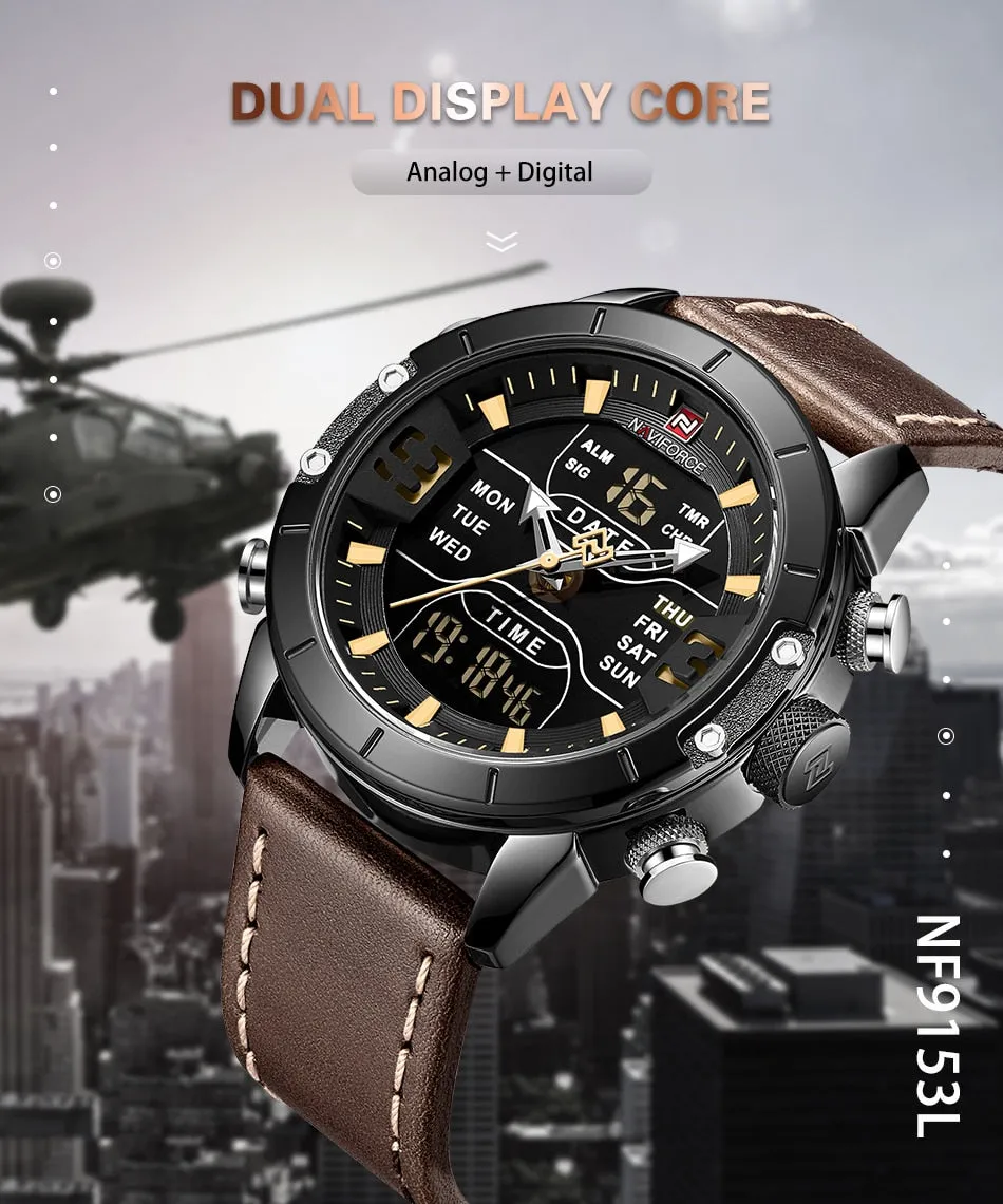 Luxury Leather Waterproof Quartz Wristwatches Military Sport Men’s Watches