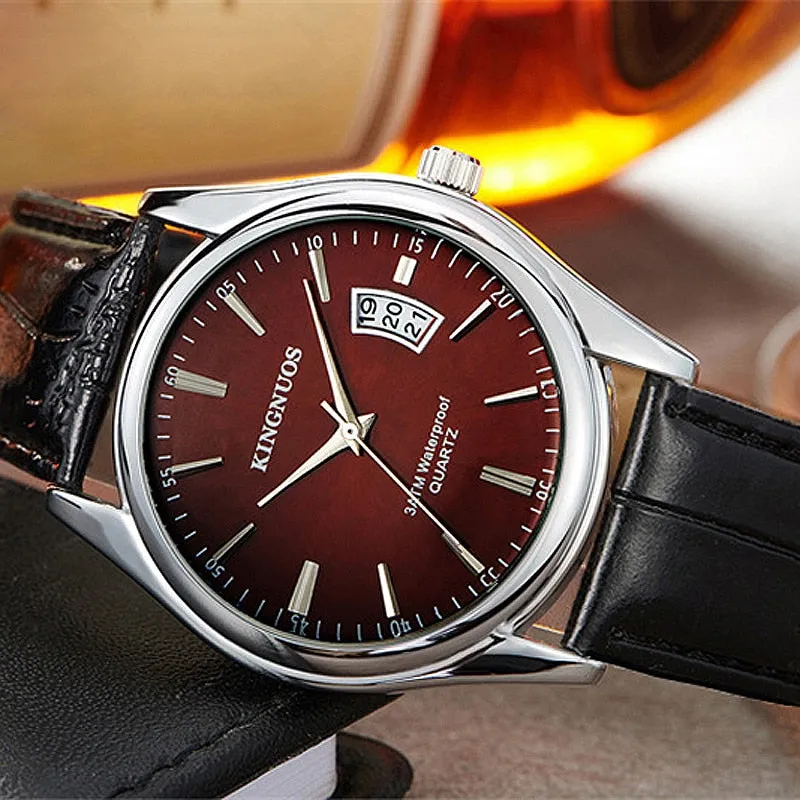 Luxury Man Date Clock Male Leather Business Watches