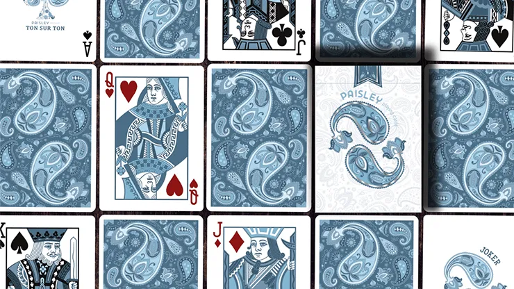 Marked Paisley Ton sur Ton Poudre Blue Playing Cards LPCC