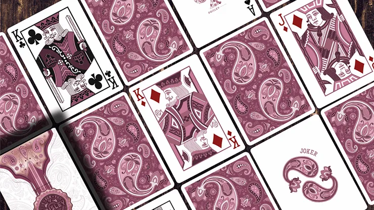 Marked Paisley Ton sur Ton Poudre Rouge Playing Cards LPCC