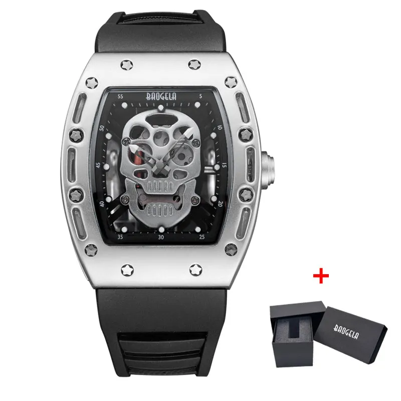 Men  Silicone Luminous Quartz Watches Military Wateproof Skeleton Wristwatch