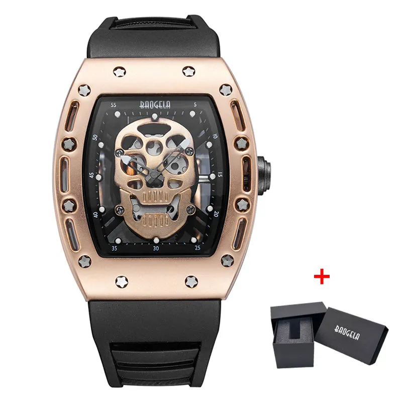 Men  Silicone Luminous Quartz Watches Military Wateproof Skeleton Wristwatch