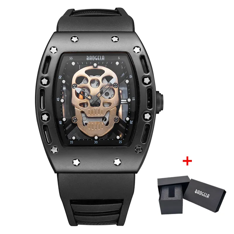 Men  Silicone Luminous Quartz Watches Military Wateproof Skeleton Wristwatch
