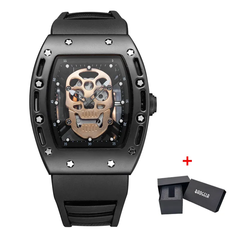 Men  Silicone Luminous Quartz Watches Military Wateproof Skeleton Wristwatch