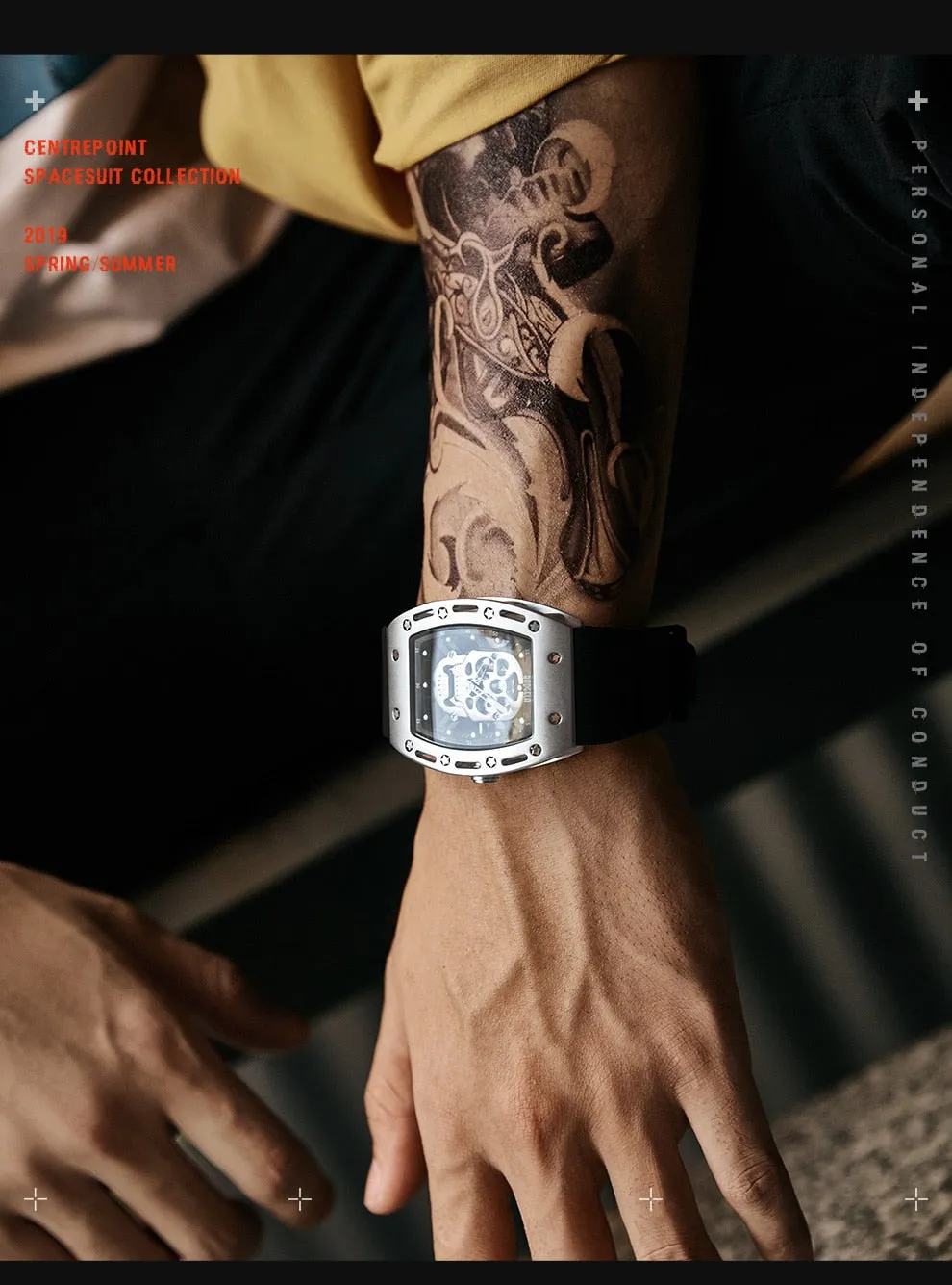 Men  Silicone Luminous Quartz Watches Military Wateproof Skeleton Wristwatch