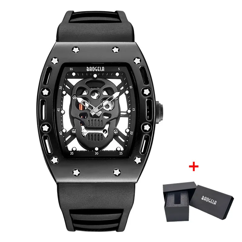 Men  Silicone Luminous Quartz Watches Military Wateproof Skeleton Wristwatch