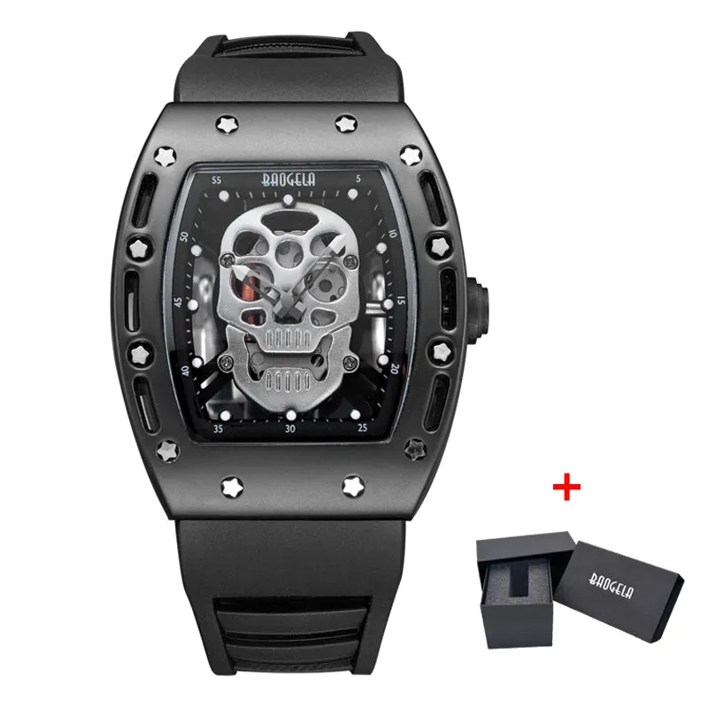 Men  Silicone Luminous Quartz Watches Military Wateproof Skeleton Wristwatch