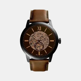 Men's Brown Analog Leather Automatic Watch ME3155