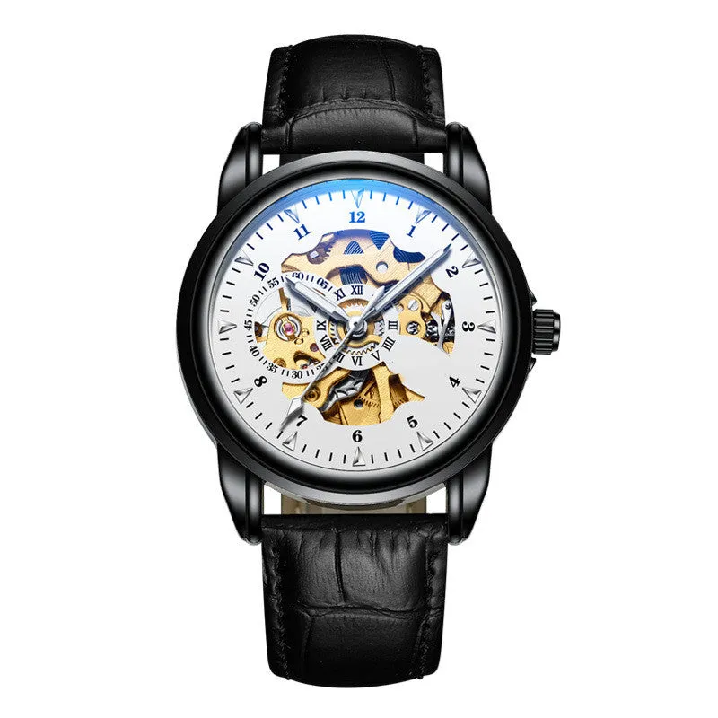 Men's Leather Waterproof Mechanical Watch