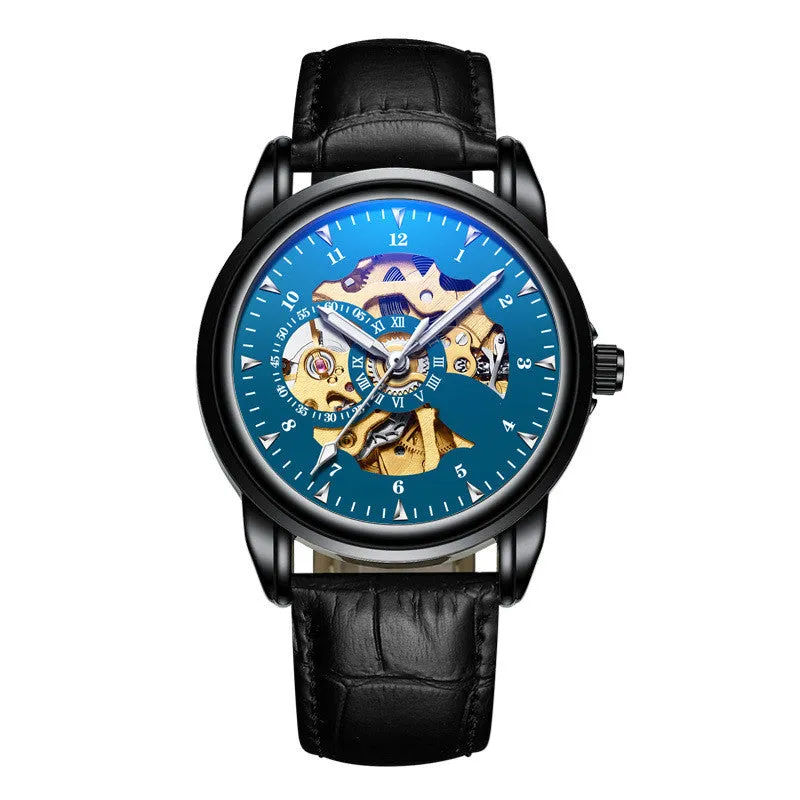 Men's Leather Waterproof Mechanical Watch
