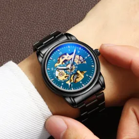 Men's Leather Waterproof Mechanical Watch