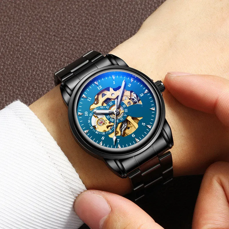 Men's Leather Waterproof Mechanical Watch