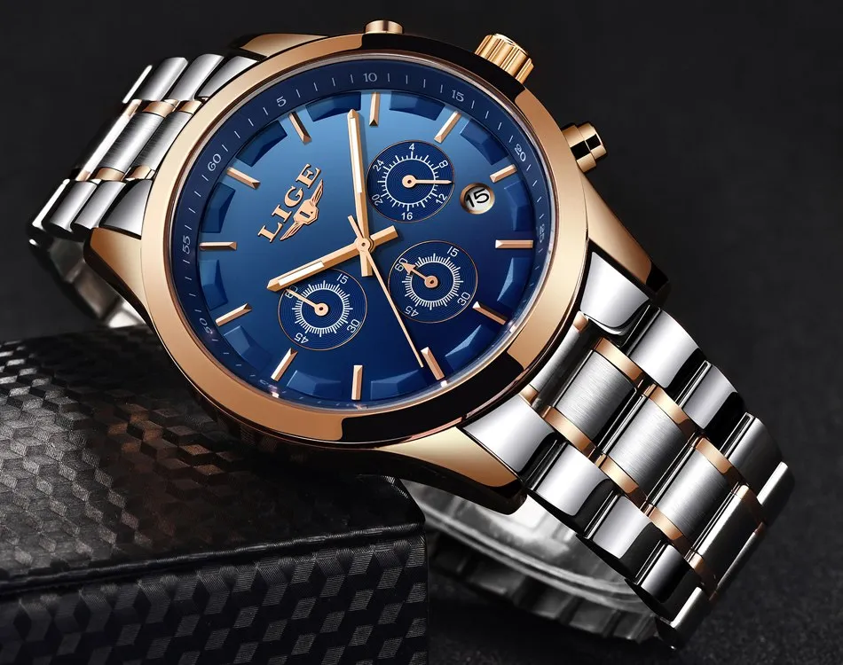Men's New Business Quartz Stainless Steel Waterproof Wrist Watch