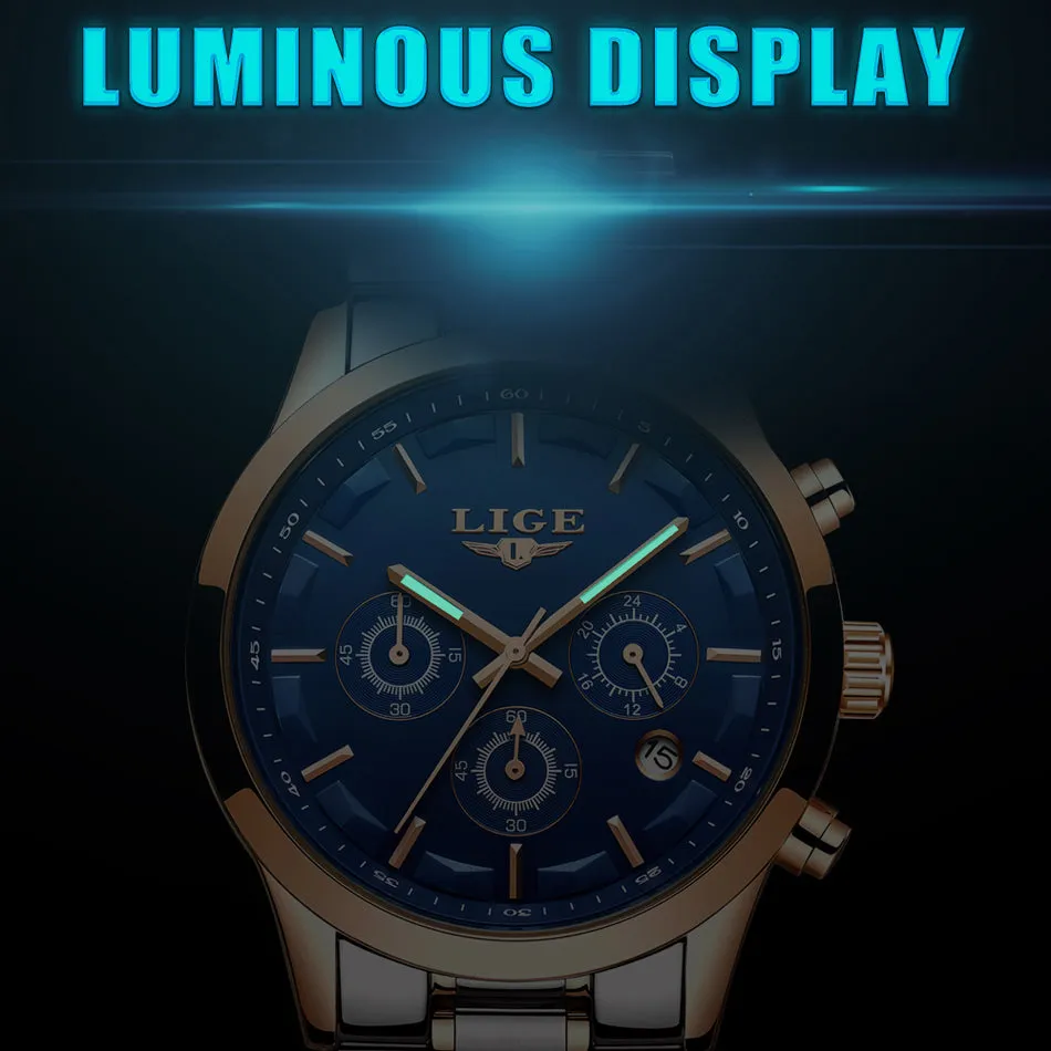 Men's New Business Quartz Stainless Steel Waterproof Wrist Watch