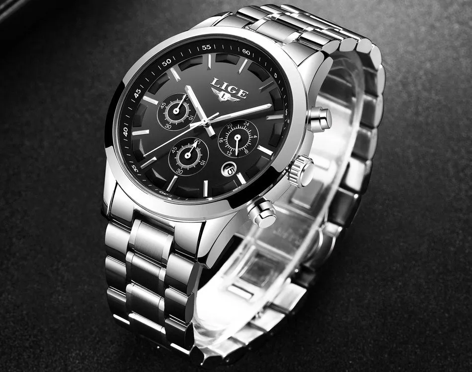 Men's New Business Quartz Stainless Steel Waterproof Wrist Watch